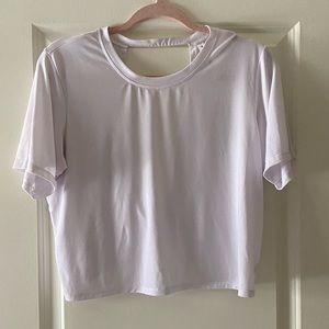 Fabletics Open Back Twist Back Eco Conscious Crop Top White